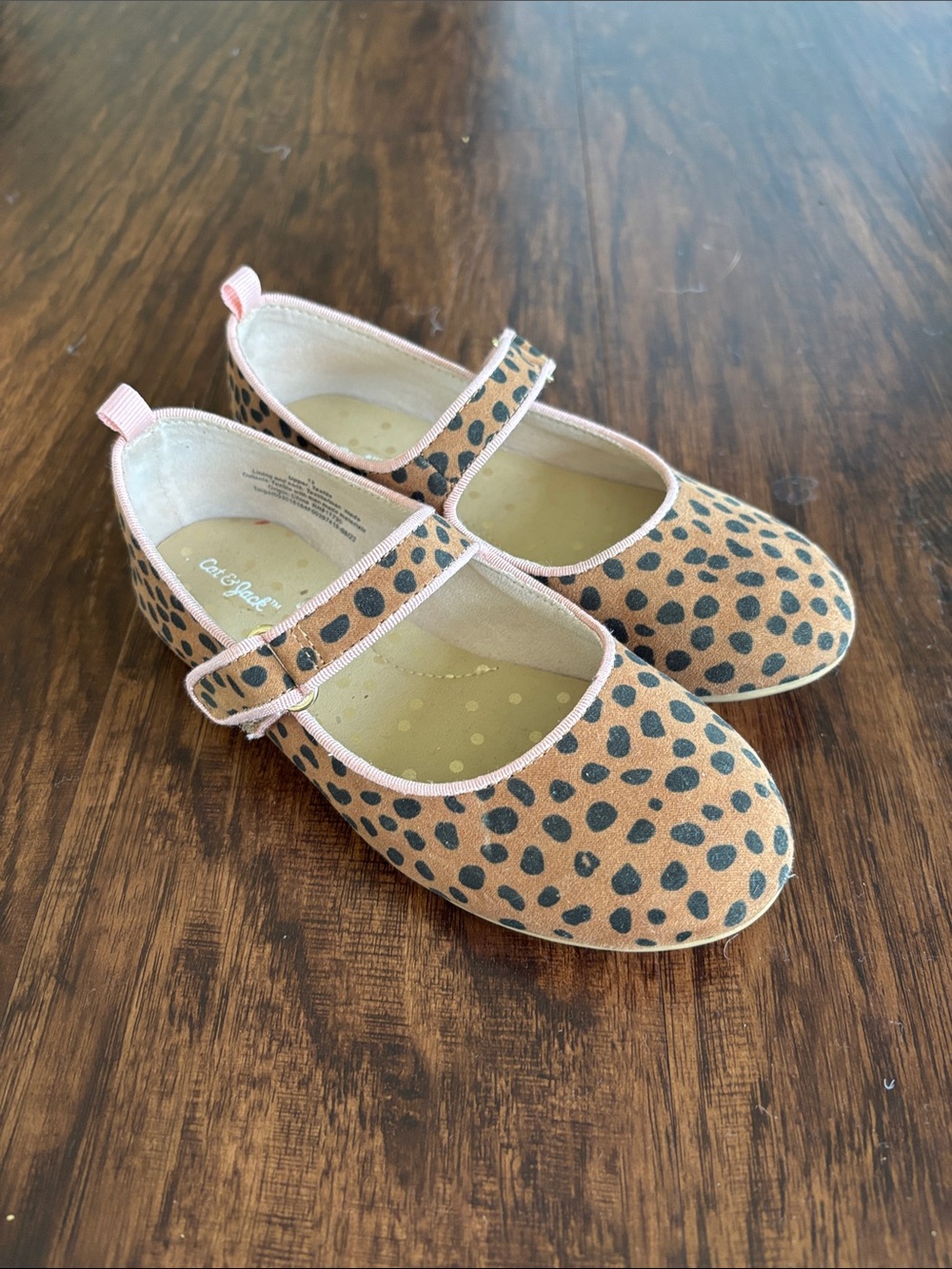 Cat & Jack Girls' Tan and Black Leopard Print Mary Janes